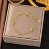 18K Gold Plated 316L Fashionable Titanium Steel Bracelets Waterproof Heart Roman Numerals Queen's Chain Link Bangles