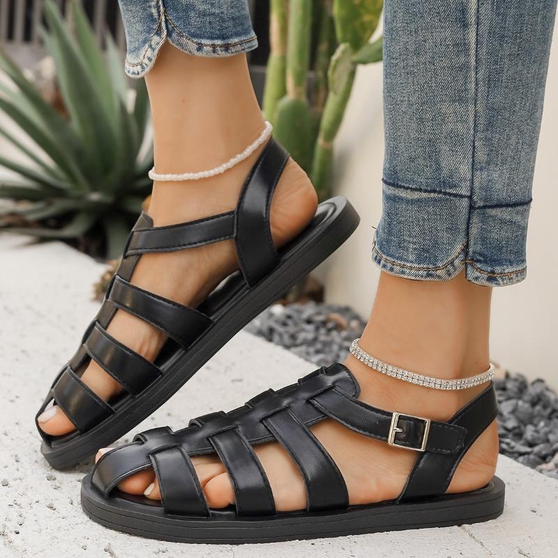 Large Size Woven Cutout Flat Sandals Summer New Comfortable and Versatile