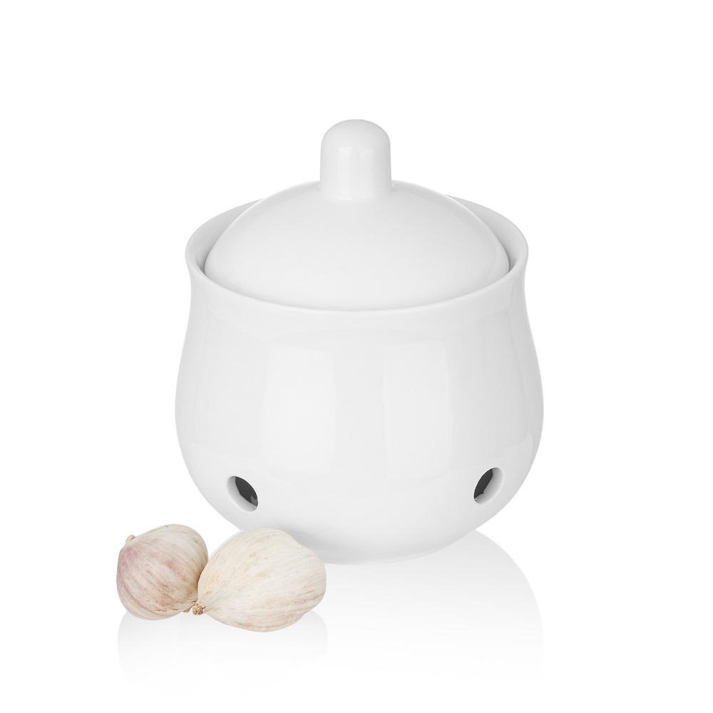 Ceramic Ventilated Garlic Keeper Breathable Garlic Container Household Ginger Jar Countertop