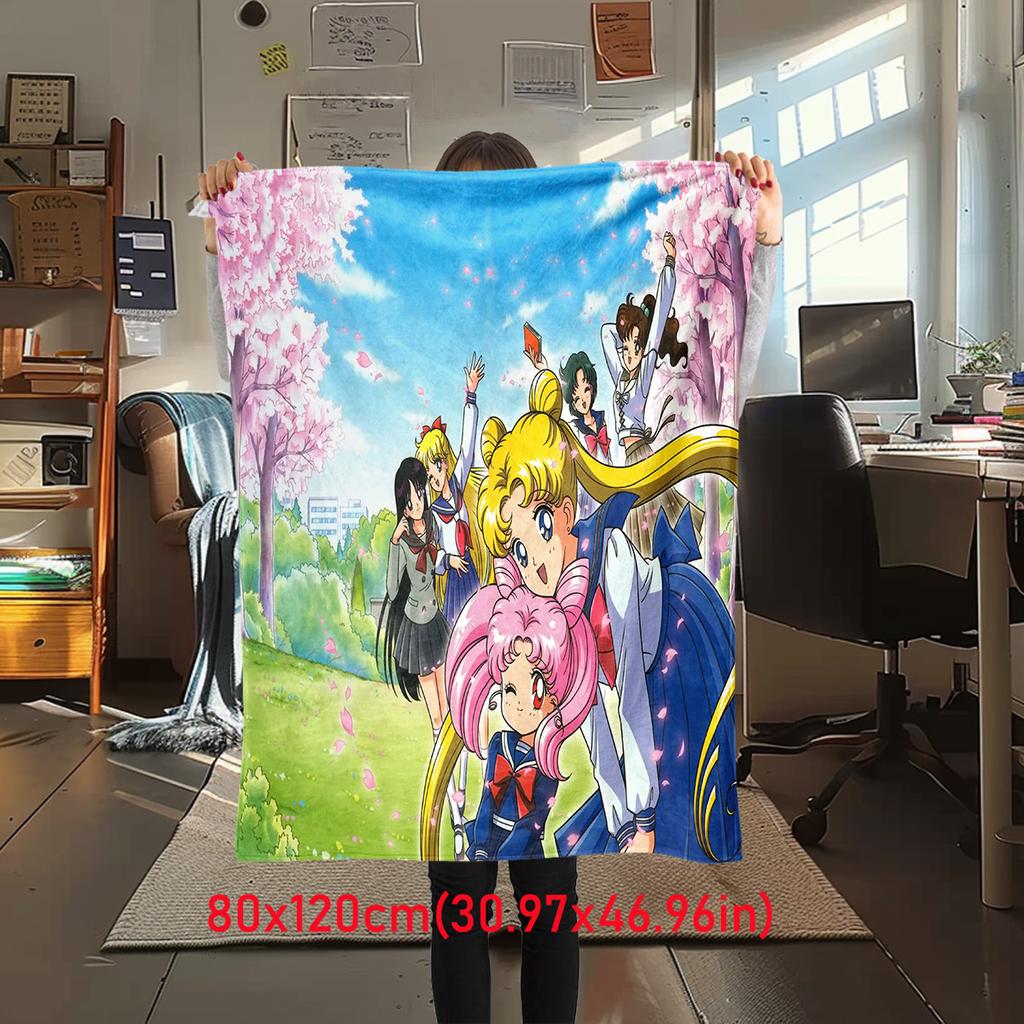 Japanese anime cute cartoon theme Sailor Moon Tsukino Usagi blanket suitable for home beds, sofa covers, office nap, outdoor warm blankets O4