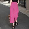 Women Casual Back Elastic Waist Loose Summer Cropped Pants
