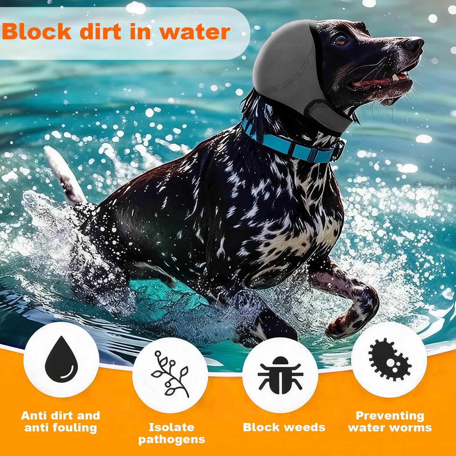 Waterproof Dog Ear Muffs for Swimming & Grooming - Noise Cancelling Calming Hood for Pet Anxiety Relief & Shock Prevention