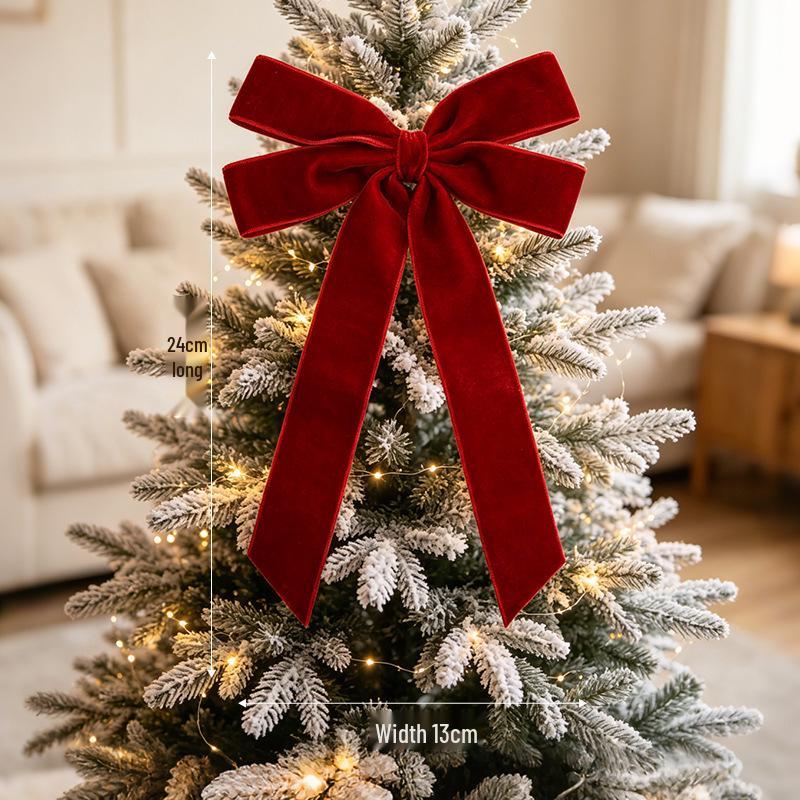 Red Velvet Double Bow Christmas Tree Ornament