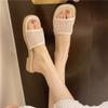 Fashion Leisure Low Heel Sandals Summer New Round Head Open Toe Net Cloth Soft Sole Anti-slip Wear-resistant Slippers