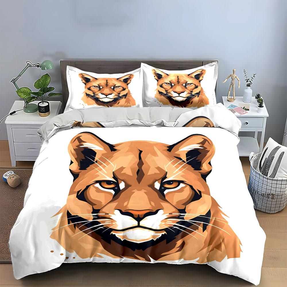 Geometric Mountain Lion Face. Bedding Sets Duvet Cover Sets Duvet Covers Pillowcases(1*Duvet Cover 2*Pillowcases Without Duvet Insert)