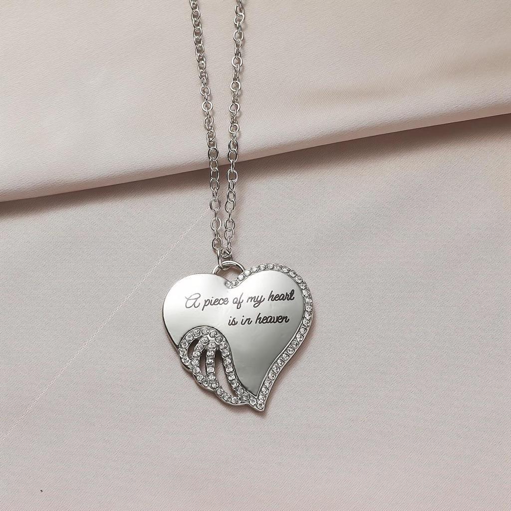 Chic Rhinestone Heart Slogan Necklace