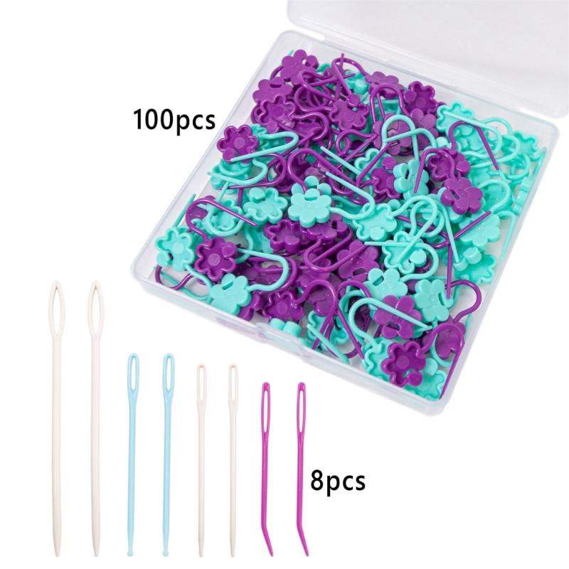 1 Set Knitting Markers Stitching Markers with Yarn Needle Knitting Tool Large Eye Sewing Needle Knitting Needle