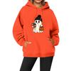 Women's Casual Fashion Solid Color Rugby Print Long Sleeve Hooded Sweatshirt Top
