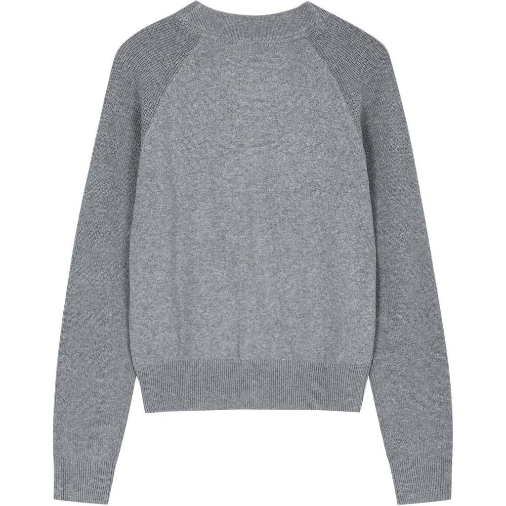 Calvin Klein Solid Color Comfortable V-Neck Raglan Long Sleeve Knit Sweater Women Tops Gray J225419-P41