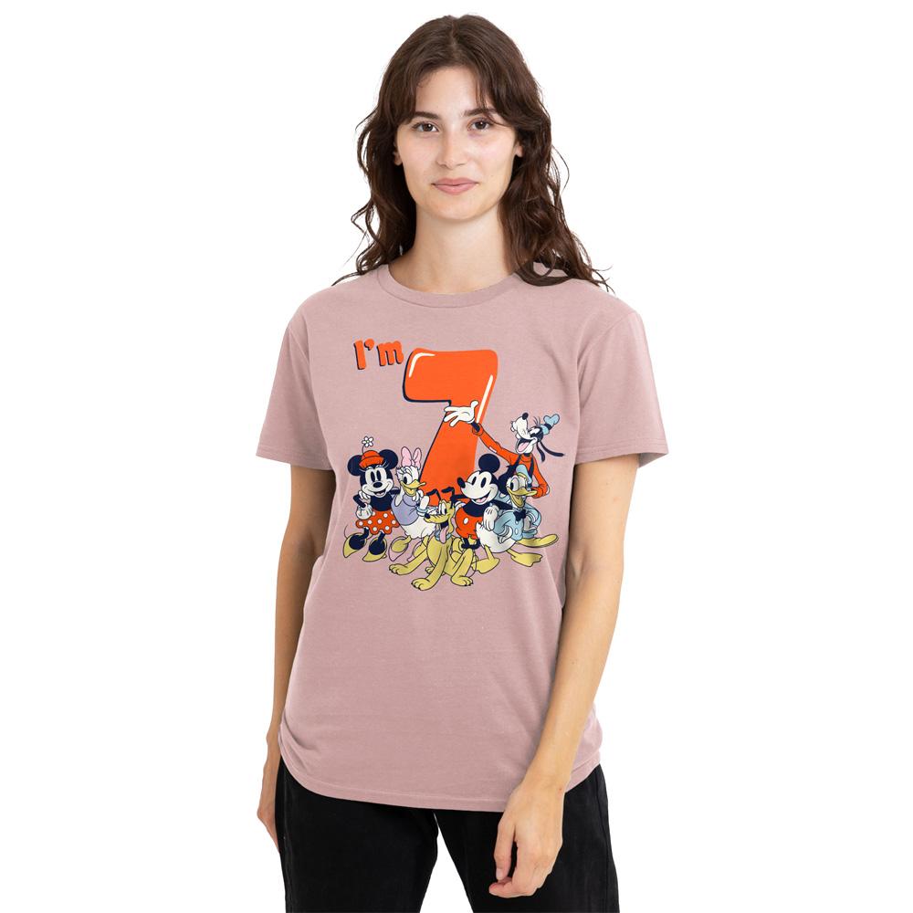 Mickey Mouse & Friends Womens/Ladies Vintage Group 7th Birthday T-Shirt