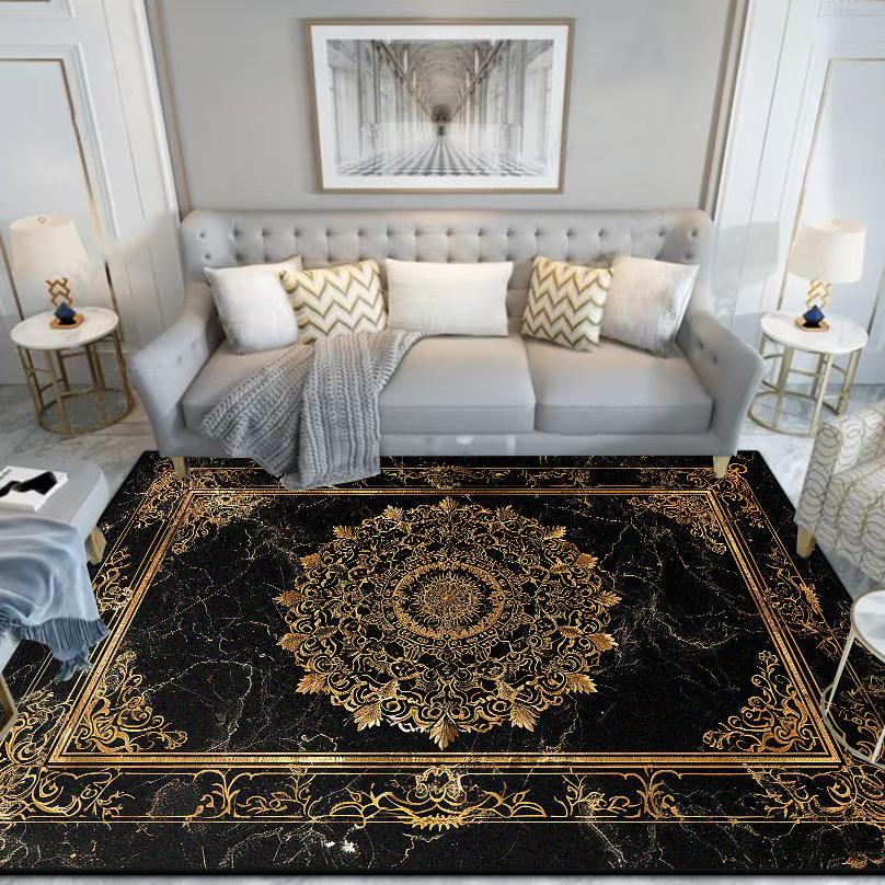 Chinese Style Carpet Living Room High-end Luxury American Hairless Tea Table Rug Short Velvet Bedroom Bed End Floor Mat Lounge