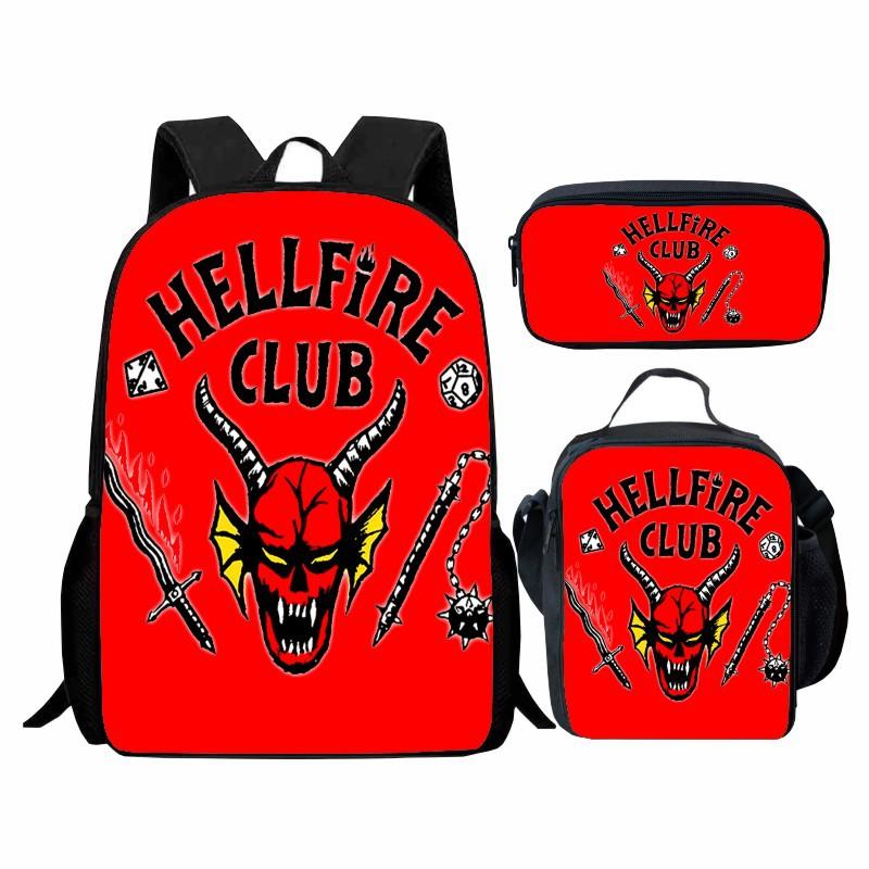 Stranger Things Peripheral Student Schoolbag Three-Piece Set, Cartoon Stragner Things Backpack Lunch Bag