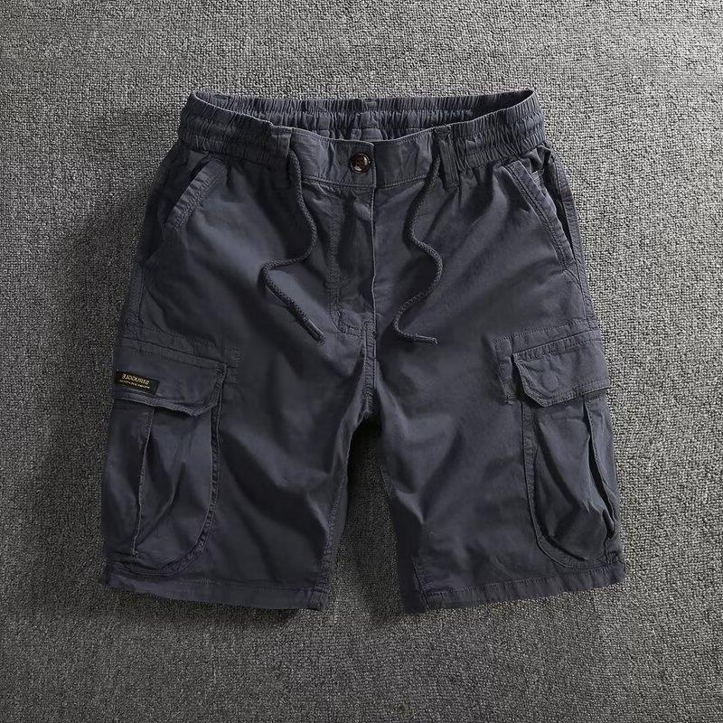 

Мужские легкие эластичные черные повседневные шорты с несколькими карманами M серый