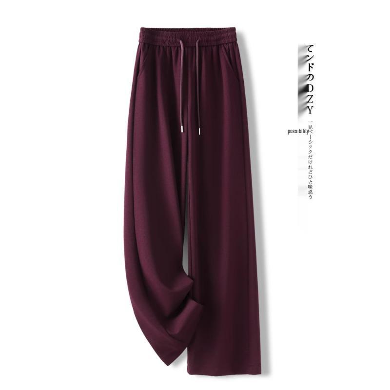 2025 Gray High-Waisted Wide-Leg Women's Sweatpants - Trendy Drapey and Loose for Spring and Autumn