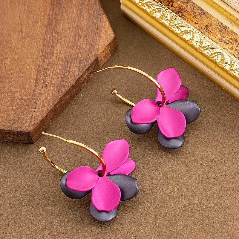 European and American fashion exaggerated atmosphere irregular dripping oil paint petal earrings light luxury fashionable high-end earrings