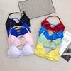 and American Hanging Neck Thin Drawstring DFY Sports Underwear Beauty Back Women Can Be Worn outside Comfortable Large Backless Breathable Fitness Bra