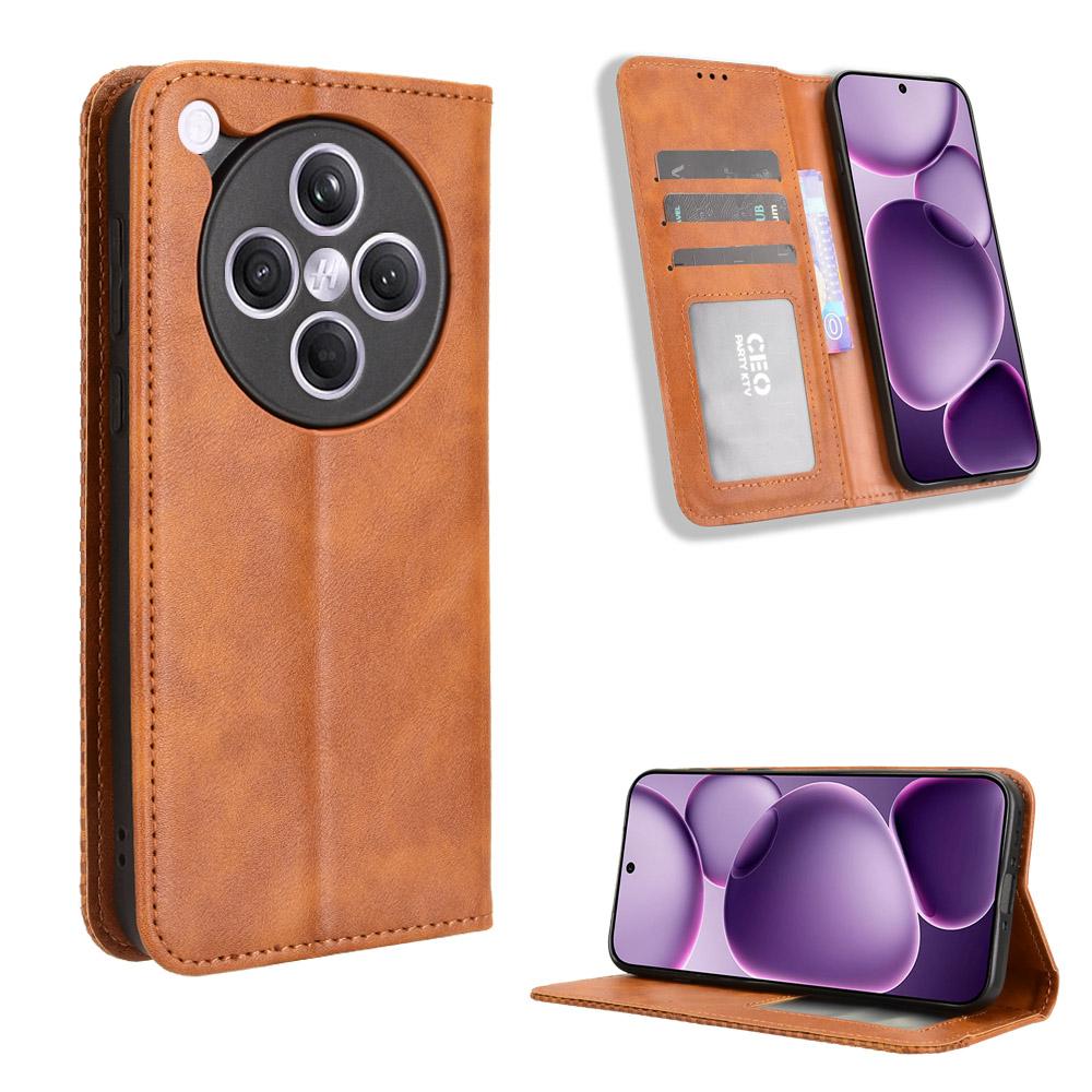 Für Oppo Find X8s+ 5G Lederhülle Brieftasche Ständer Retro Textur Handyhülle