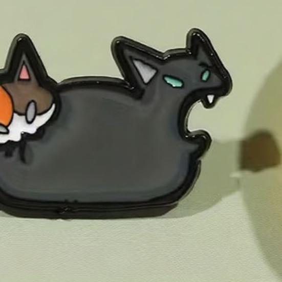 Two-Cat Cartoon Brooch Mean Cat Enamel Brooch Pin Digital 3D Technology Smooth Surface Black White Cats Pin Backpacks Hats Badge