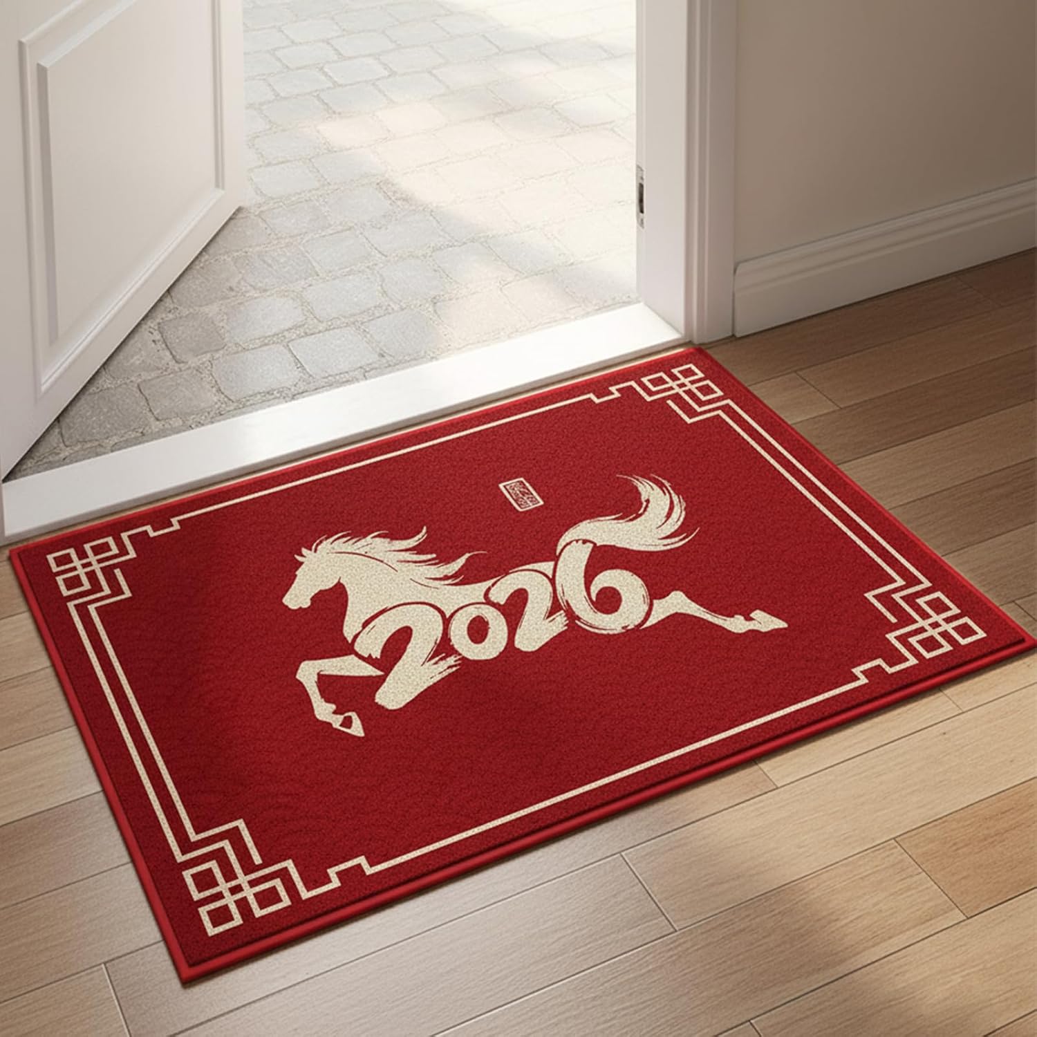 

VIKAMA Chinese New Year Decorations 2026 New Year Doormat Indoor Outdoor Entrance Rug Living Room Kitchen Mat Home Decor 40x60cm 16x24inch