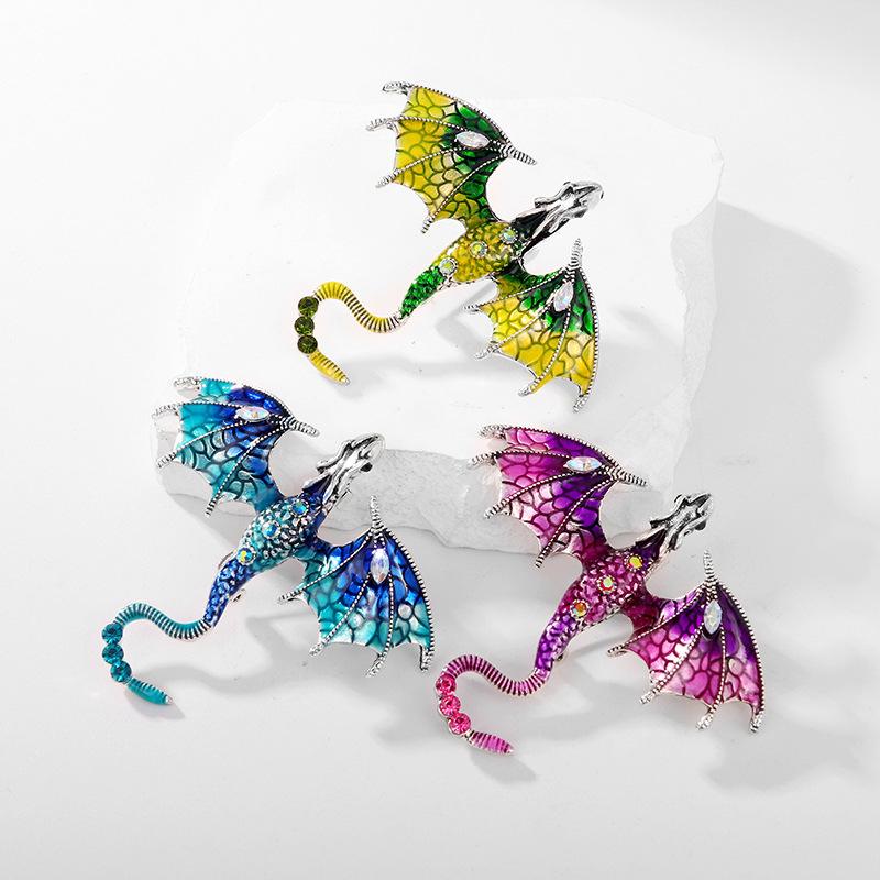 1PC Jewelry Gorgeous Brooch Gift Dragon Design Shining Pin Luxury Rhinestones Fashion Clothing Accessories Cool Multicolor