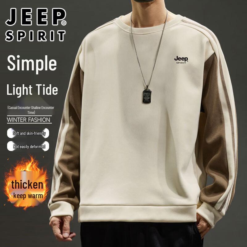 JEEP SPIRIT Men's Casual Round Neck Long Sleeve Sweatshirt