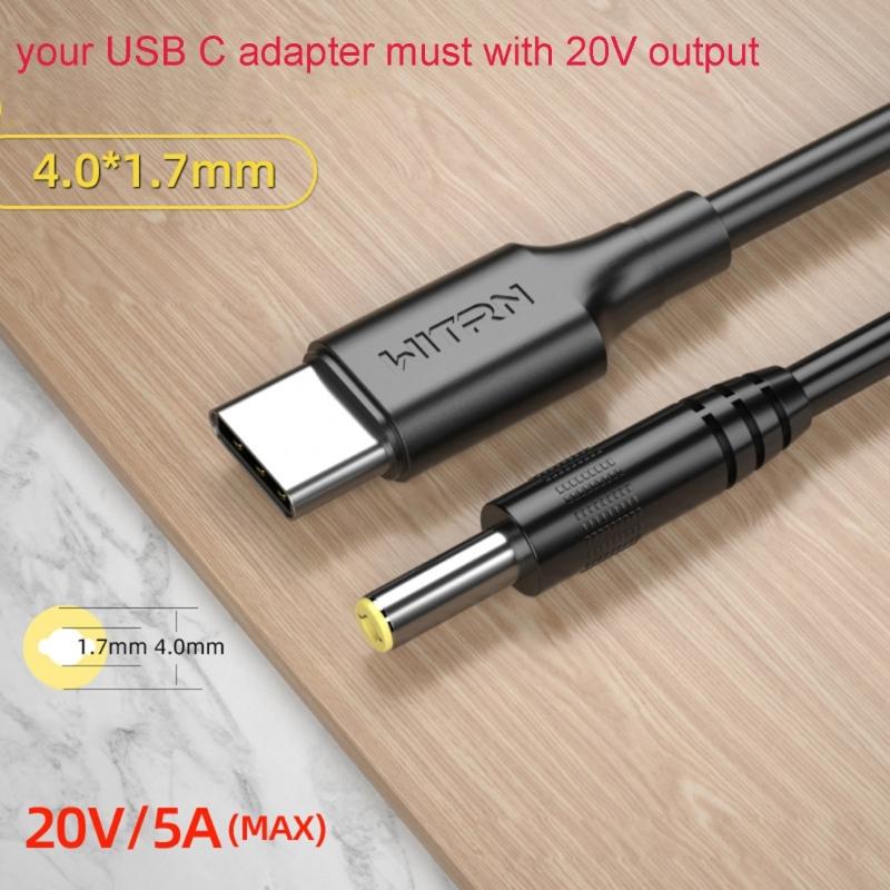 Type C USB C to 20V Converter Cable Power Supply USB C Cable with Jack 4.0x1.7mm Adapter for Laptop Notebook Computer
