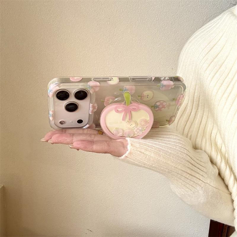 

Pink Heart Apple Shaker Stand for iPhone 17/16 Pro Max/15/14 Case 13
