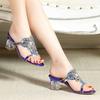 2024 New Female Crystal High Heels Slippers Peep Toe Casual Slides Flip Flops Fashion Pumps Comfortable Sandals