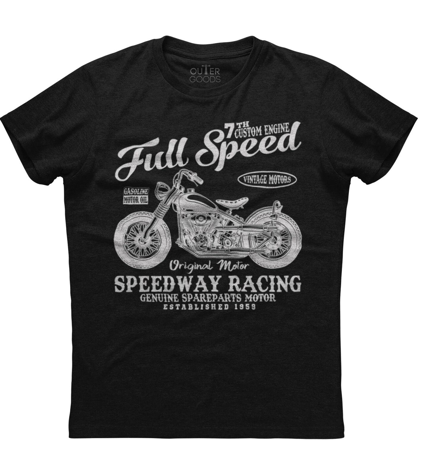 Full Speed Speedway Racing Mens Short Sleeve New Cotton Black T-shirt 4XL