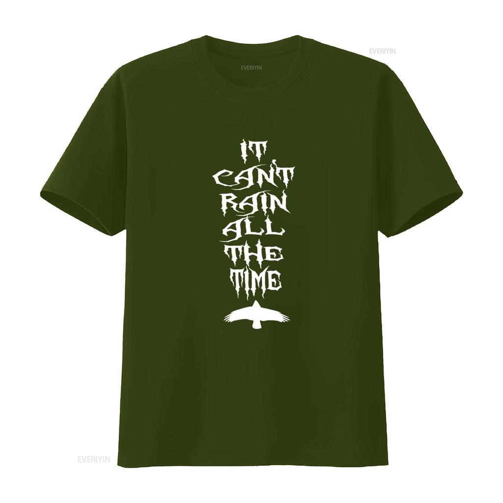 It Cant Rain All The Time Gothic Style T Shirt with Raven Print vintage Washed streetwear Comfortable Top For Everyday Wear