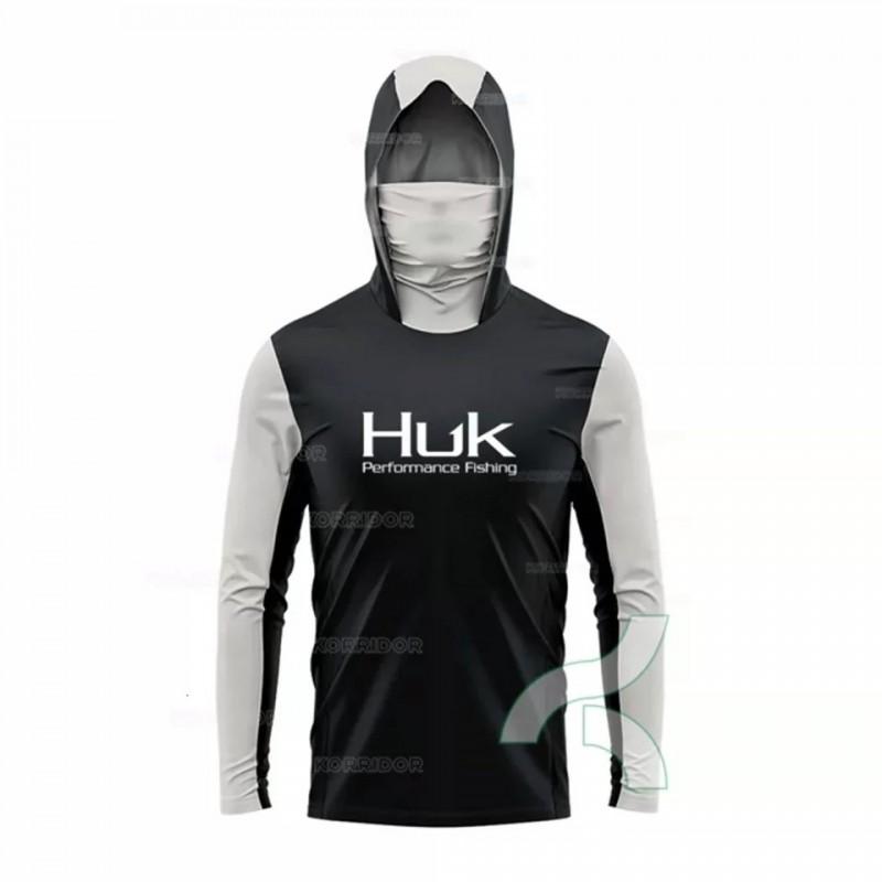 Mens Quick Dry Fishing Hoodie With Face Cover UPF Sun Protection