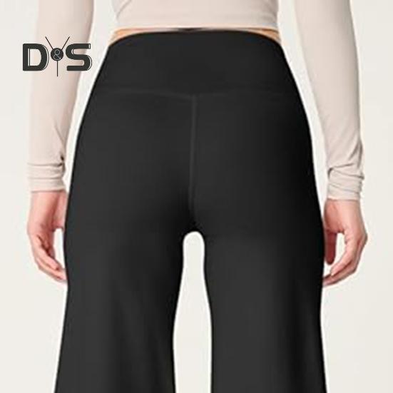 Dámské rozšířené kalhoty s elastickým vysokým pasem, jednobarevné rovné kalhoty, jednobarevné rovné kalhoty na jógu s kontrolou bříška