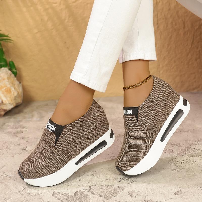 Tênis Casuais Femininos Plus Size de Bico Redondo, Slip-On de Cano Baixo para Esportes