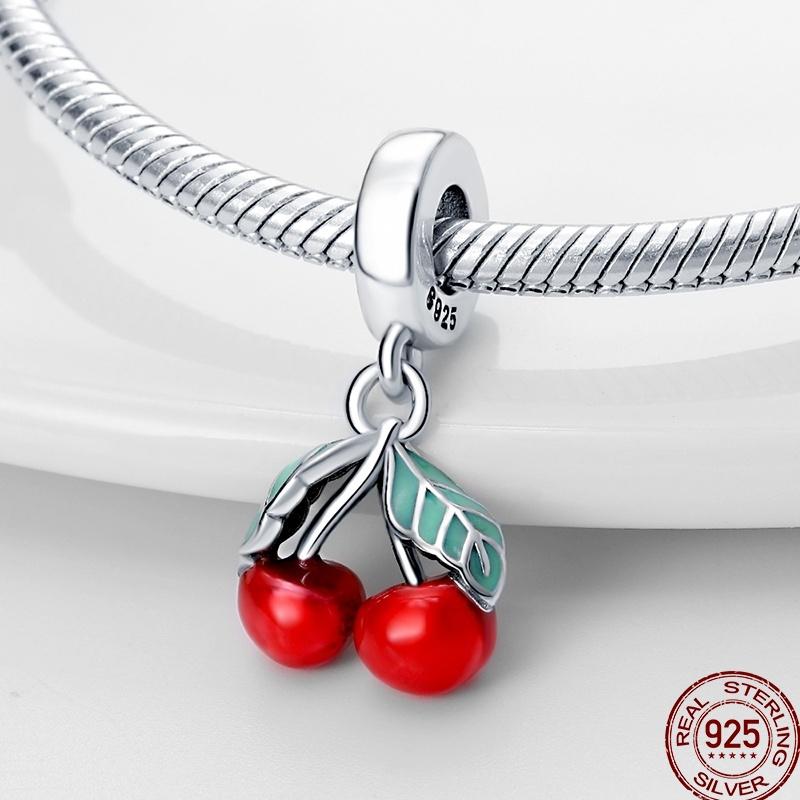 New 100% Copper Shiny Zirconia Strawberry Fruit Cherry Pineapple Beads Beaded For 3Mm Original Bracelet Diy