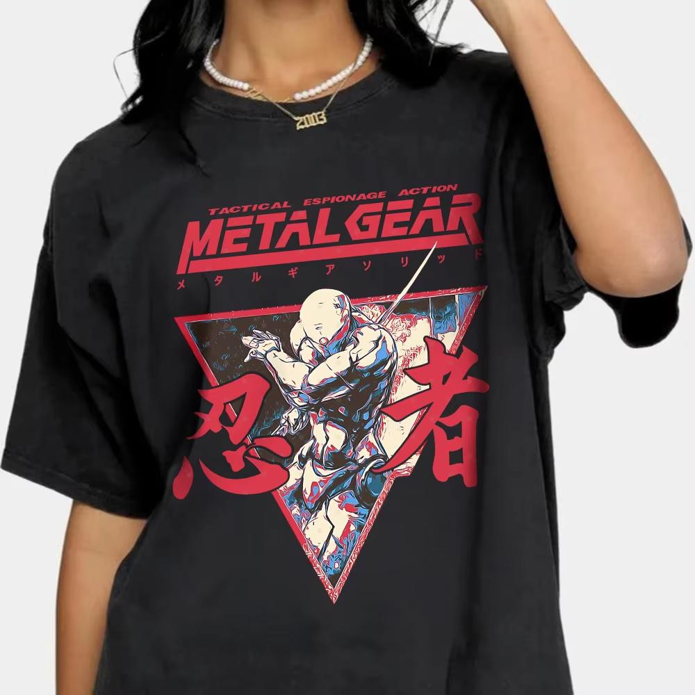 

Metal Gear Solid Серый Лис Принт Ниндзя Унисекс Футболка Летняя Повседневная Оверсайз Хлопковая Игровая Уличная Одежда Топы Оверсайз Футболка L
