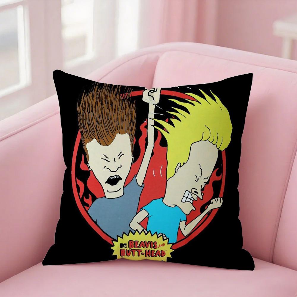 Beavis And Butt-Head Pillow Case Square Double-Sided Printing Short Plush Sofa Cushion Cover Bedroom Bedside Pillow