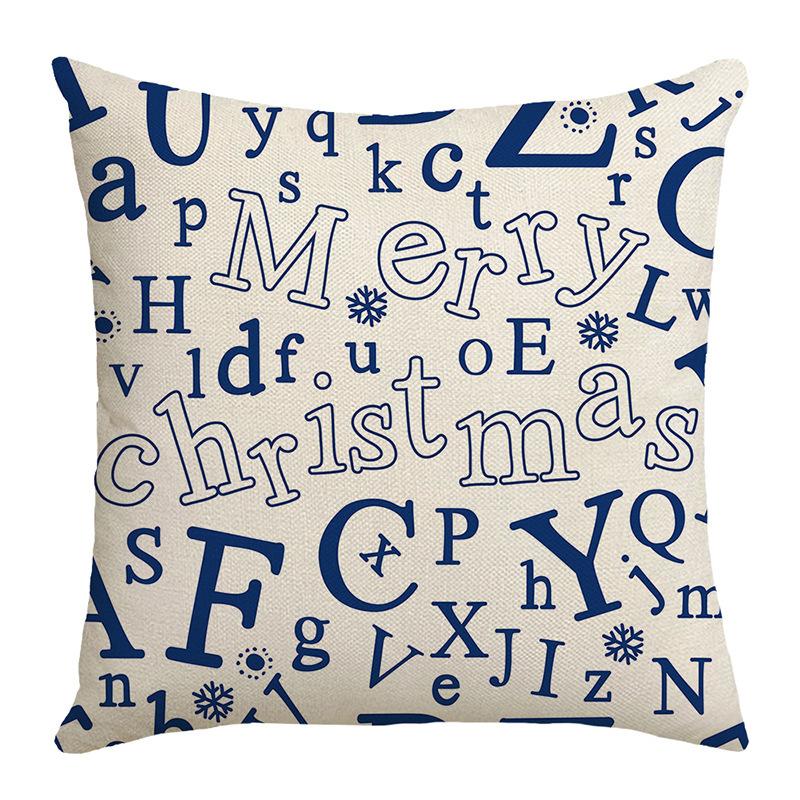 

Синий принт Рождественская снежинка Наволочка для подушки Дом День Благодарения Подушка Рождественский принт Хэллоуин Наволочка 45 * 45CM (excluding pillow core)