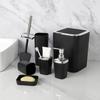 6Pcs Modern Bathroom Storage Set Includes Toothbrush Holder Hydraulic Liquid Dispenser Bottle Trash Can Cup Set