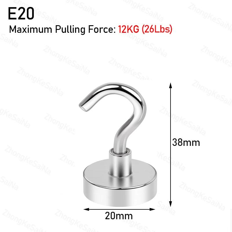 60/40/20Pcs Strong Magnet Hooks Neodymium Magnetic Hooks Heavy Duty Earth Magnets with Hook Cruise Hook Magnets for Refrigerator