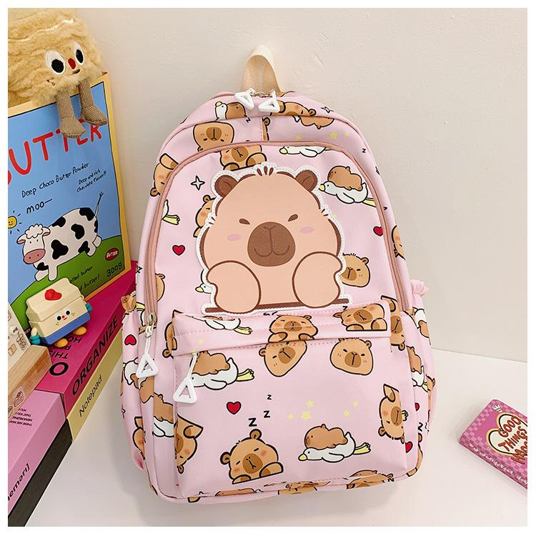 School bag for primary school students in grades 3-5, school bag for junior high school students, kapibara trend girl backpack, casual bag 16 inches