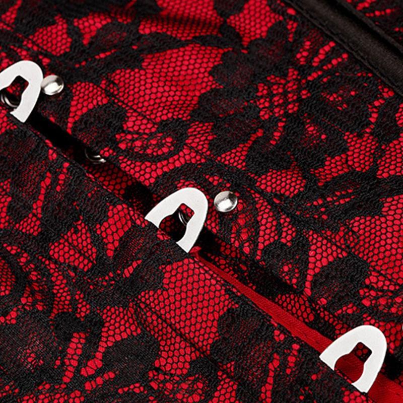 Korsett mit entbeinter Taille, sexy Korsett für Damen mit Schnürung, Taillenkorsett mit entbeinter Taille, Blumenmuster, Brokat-Überbrustkorsett für Damen, Abnehmen