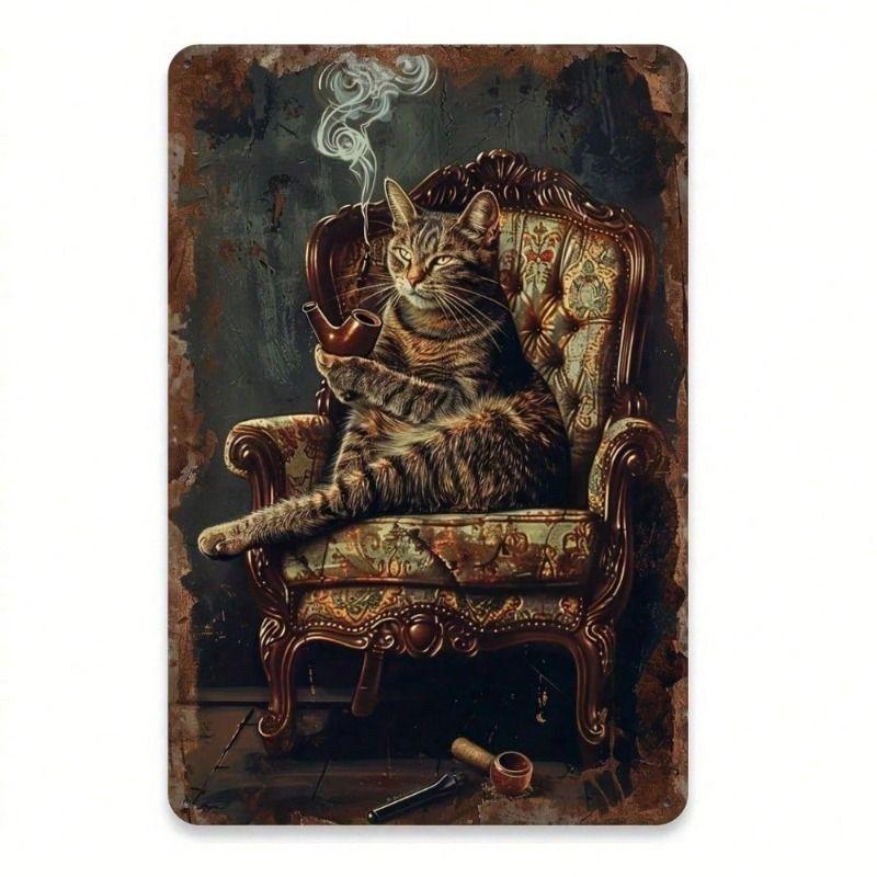 Retro Cat Metal Poster Wall Art Home Decor