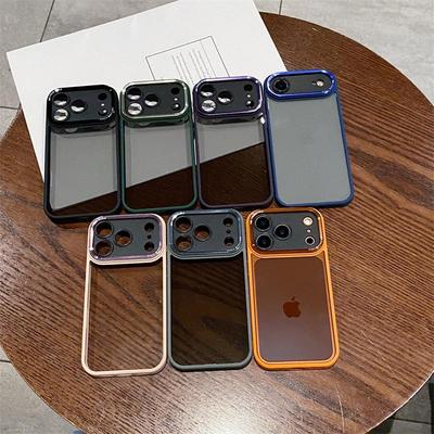 iPhone 11-15 Pro Max Electroplated Lens Solid Color Drop-Proof Case