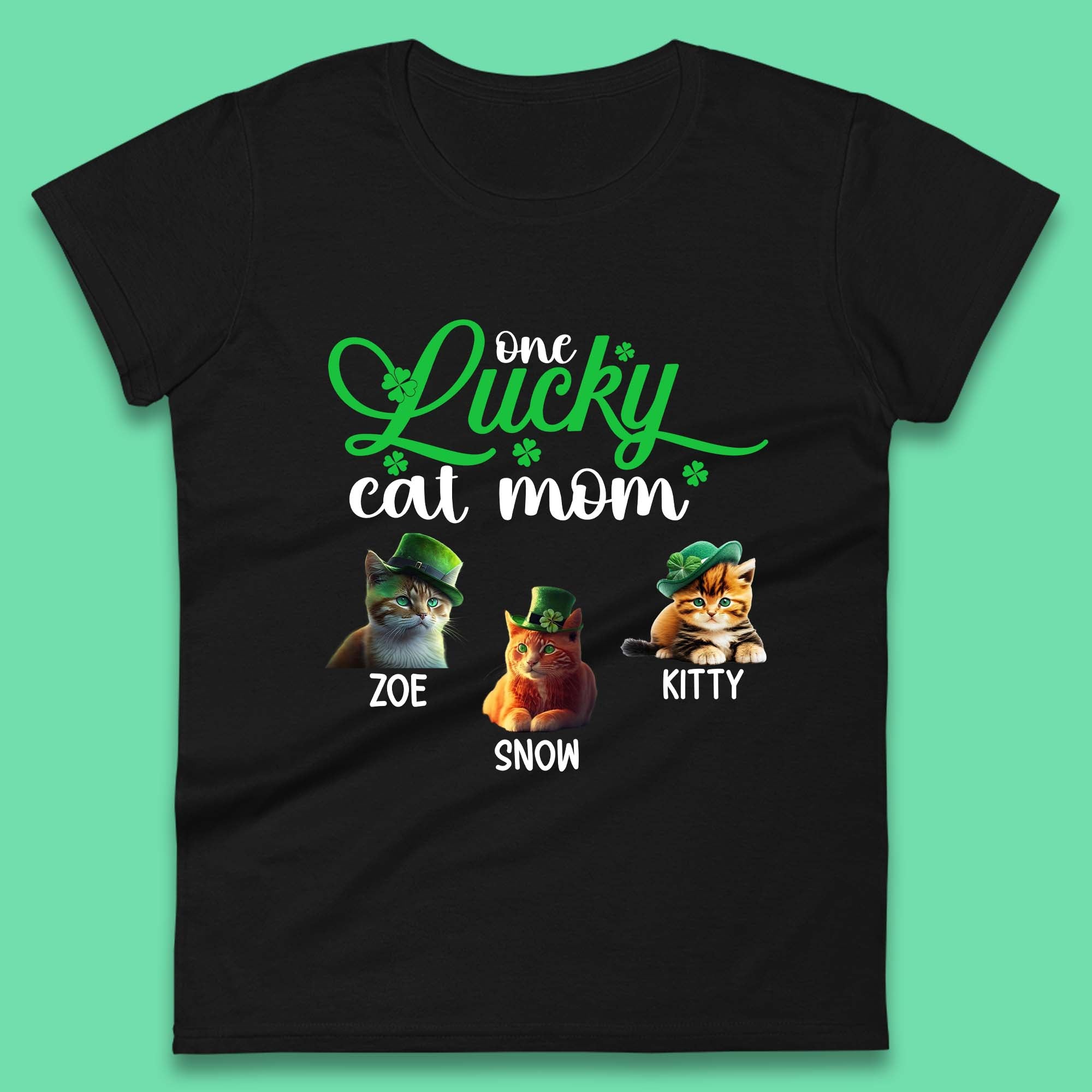 Personalised One Lucky Cat Mama Womens T-Shirt Mens Tops Tees Unisex S