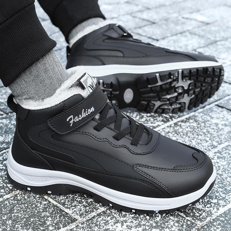

Мужские зимние хлопковые ботинки большого размера на липучке, хлопковые ботинки с набивкой, утолщенные сноубутсы, холодостойкие и теплые ботинки, мужские ботинки на толстой подошве 46
