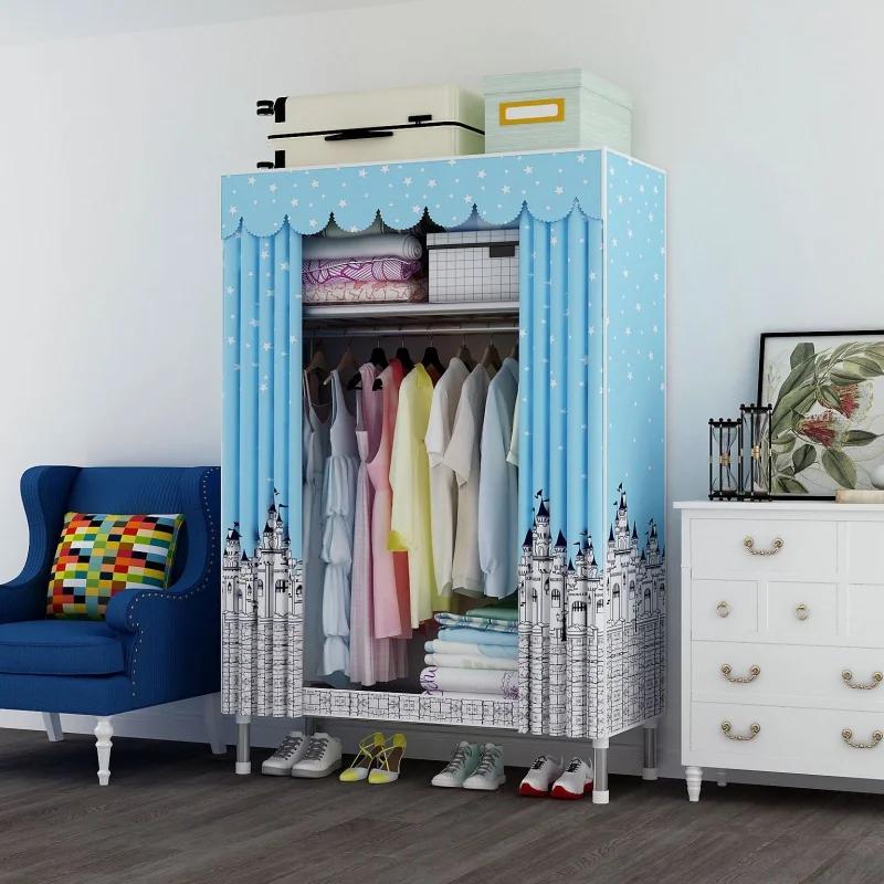 Dulap simplu, ușor de asamblat, dulap anti-praf, depozitare din țevi de oțel, dulap suspendat, economisește spațiu, dulap pentru dormitor și cămin