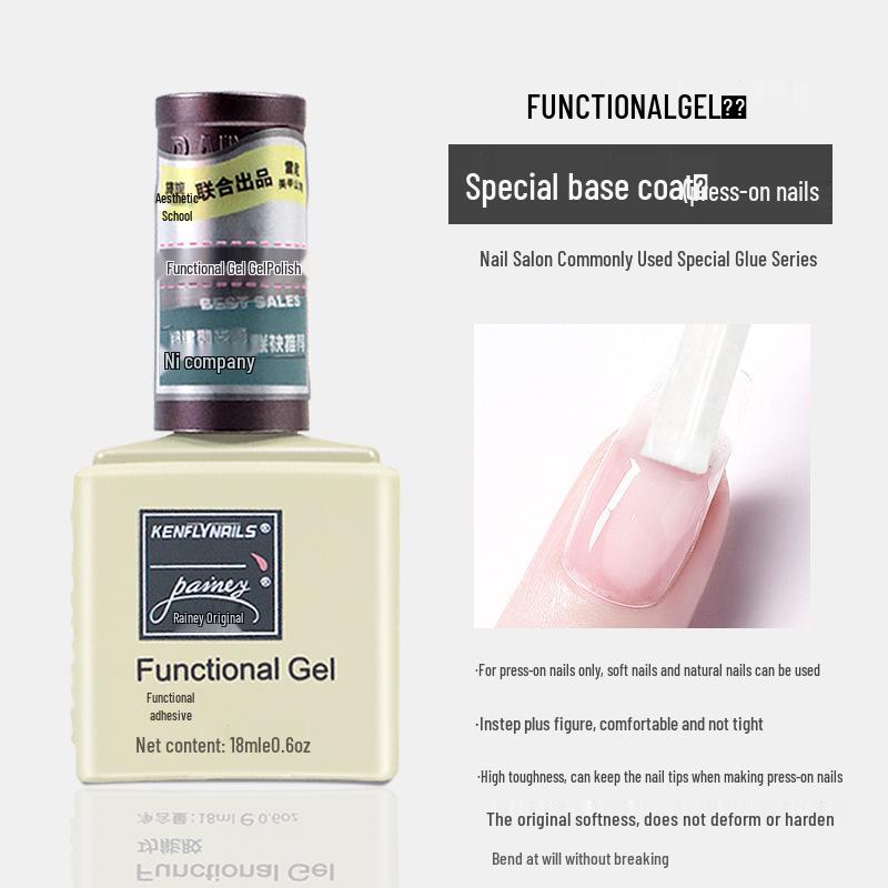 Rainie Nail Gel Builder: Strengthening Base & Tempered Top Coat with Matte Glass Sealer & Nail Tip Adhesive.