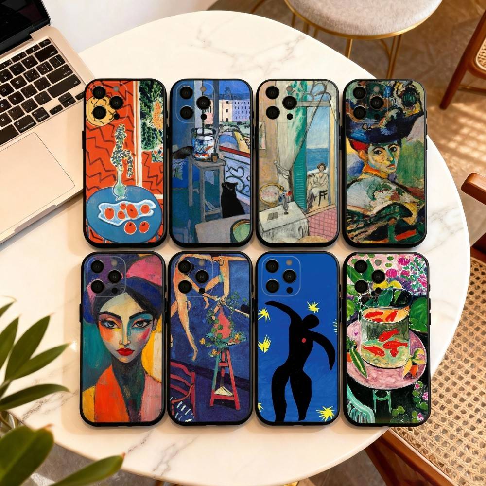 H-Henri M-Matisse Art PaI Phone Case For iPhone 17,16,15,14,13,12,11 Plus,Pro Max,XS,Soft Silicone Black Cover