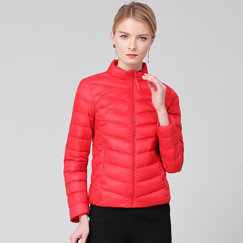Down Jacket Women's Short New Trendy Fashion Versatile Light and Thin Duck Down Stand-up Collar Slim Jacket