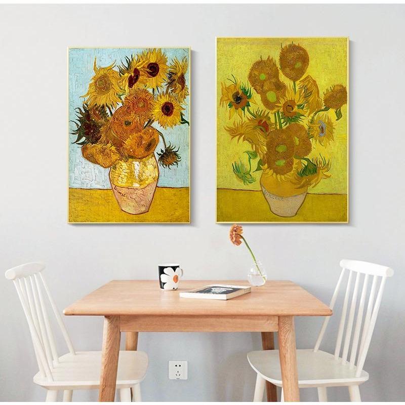 Vincent Van Gogh Golden Sunflower Poster Print Flower Vase Oil Painting Canvas Art Modern Wall Painting for the Living Room